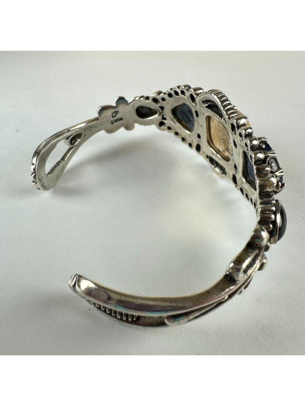 Carolyn Pollack Sterling Silver Cuff Bracelet Jasper & Lapis Lazuli - Picture 2 of 5